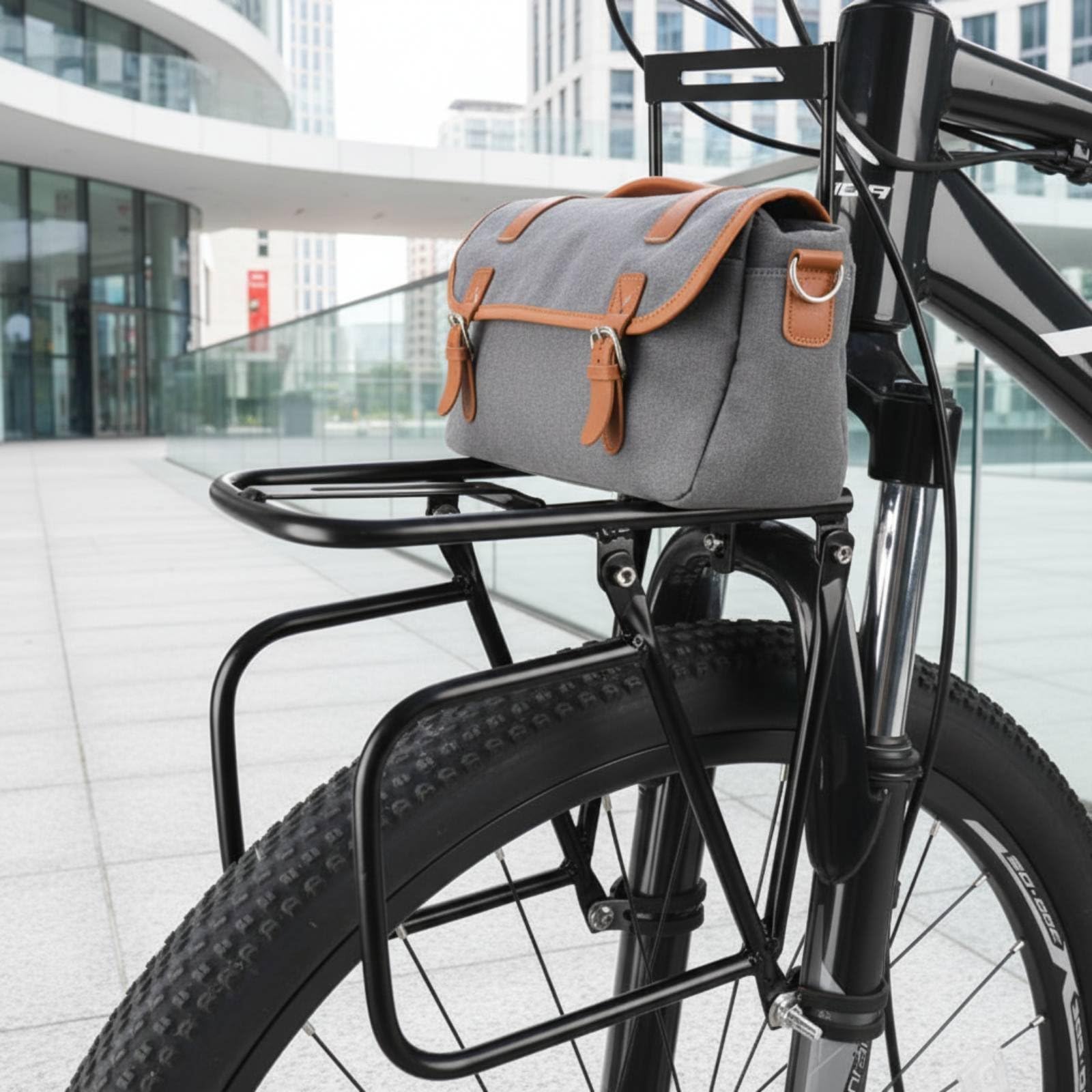 Heavy Duty Cycle Front Cargo Rack Stable Support Front Bike Rack Easy Installation Bike Touring Carrier Universal Fit for Cyclists, Commuters, Commuting, B-image-19