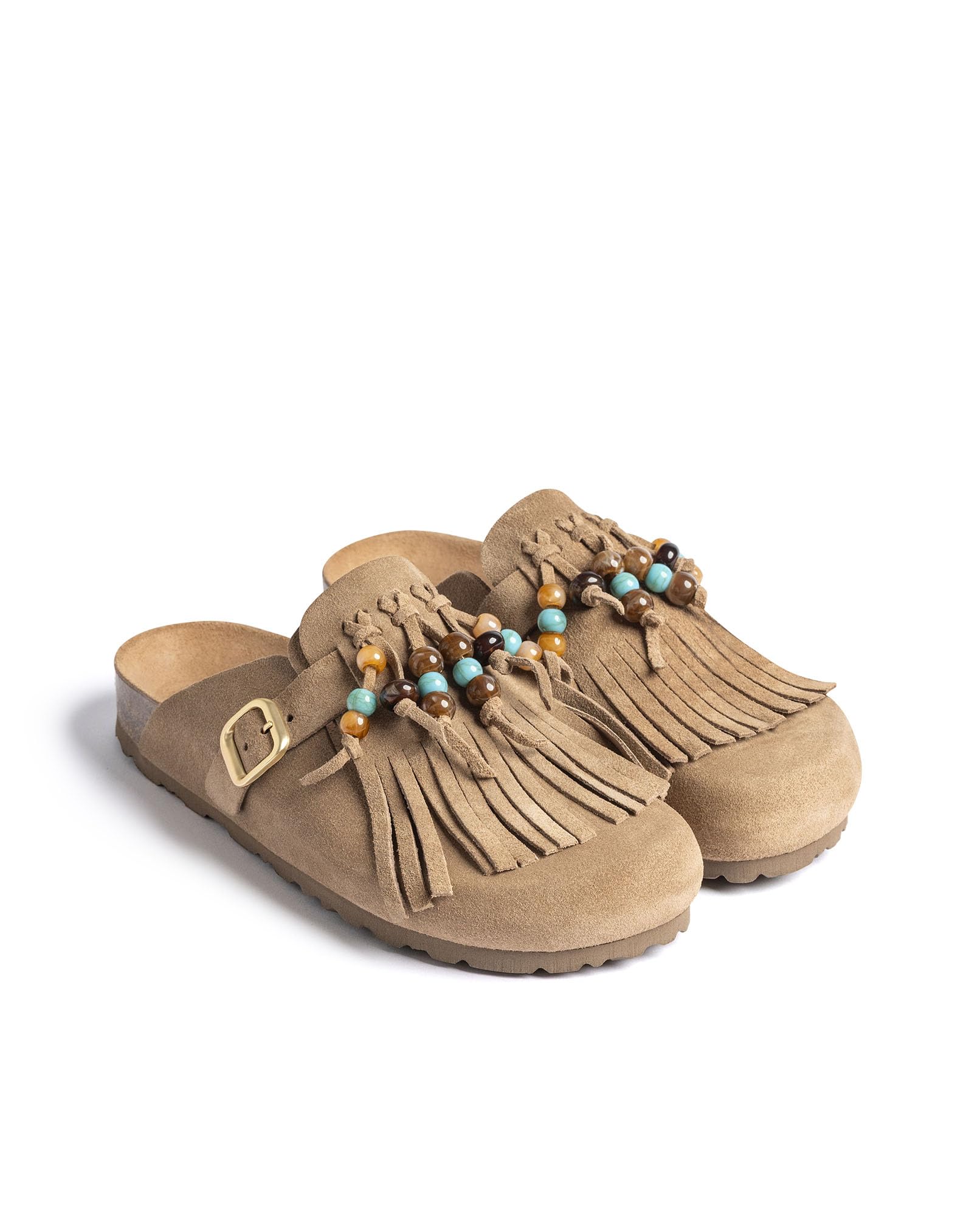 Yokono Zoccolo Piatto Zoccolo-261 Beige | Primavera-Estate | Pelle Vaccino Segatura | 2 CM