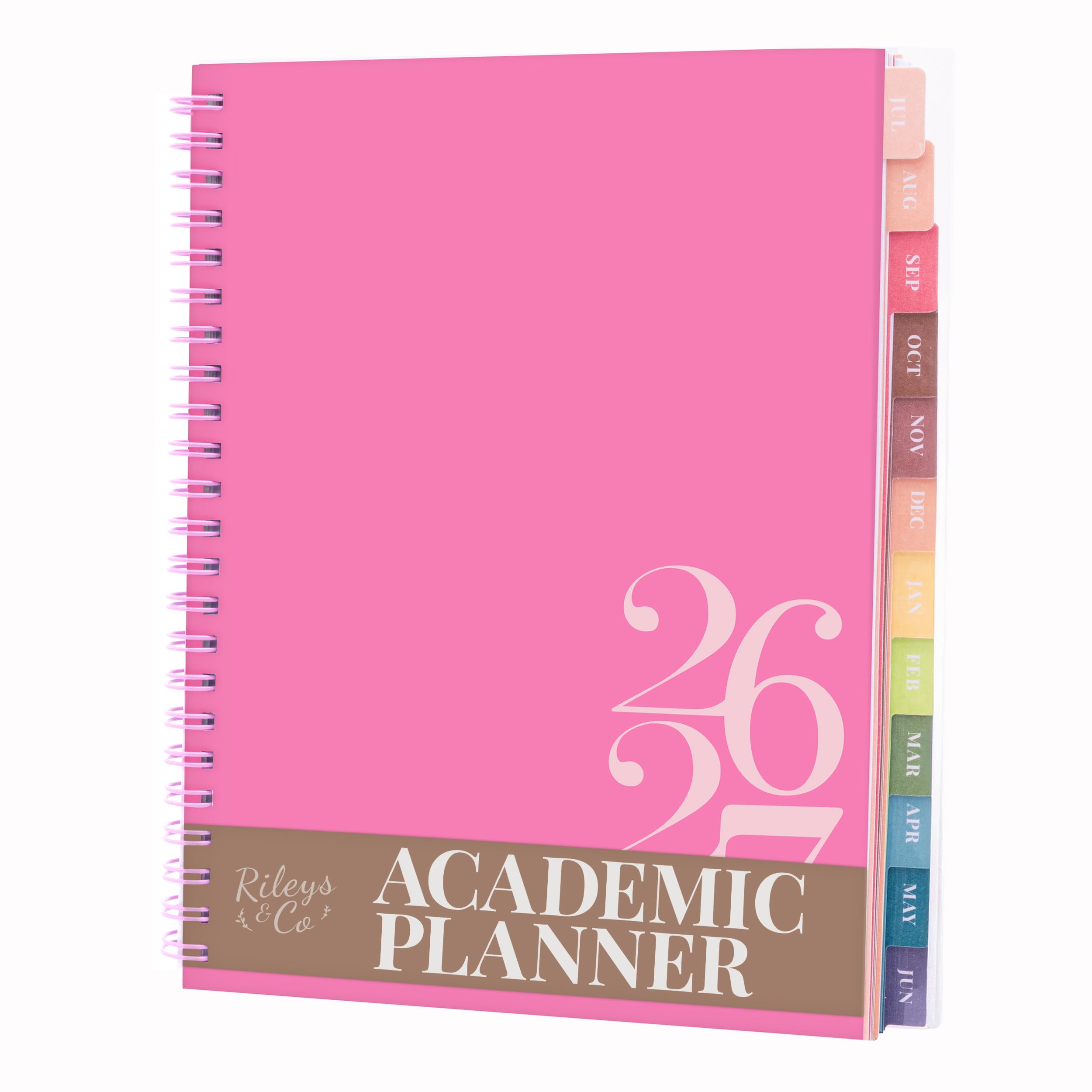 Rileys Academic Diary 2026-2027, Daily, Weekly & Monthly Planner, July 2026 - June 2027, Student Notes Pages, Twin-Wire Binding, Weekly Agenda for School & Work (20 x 15 cm, Pink, Classic)