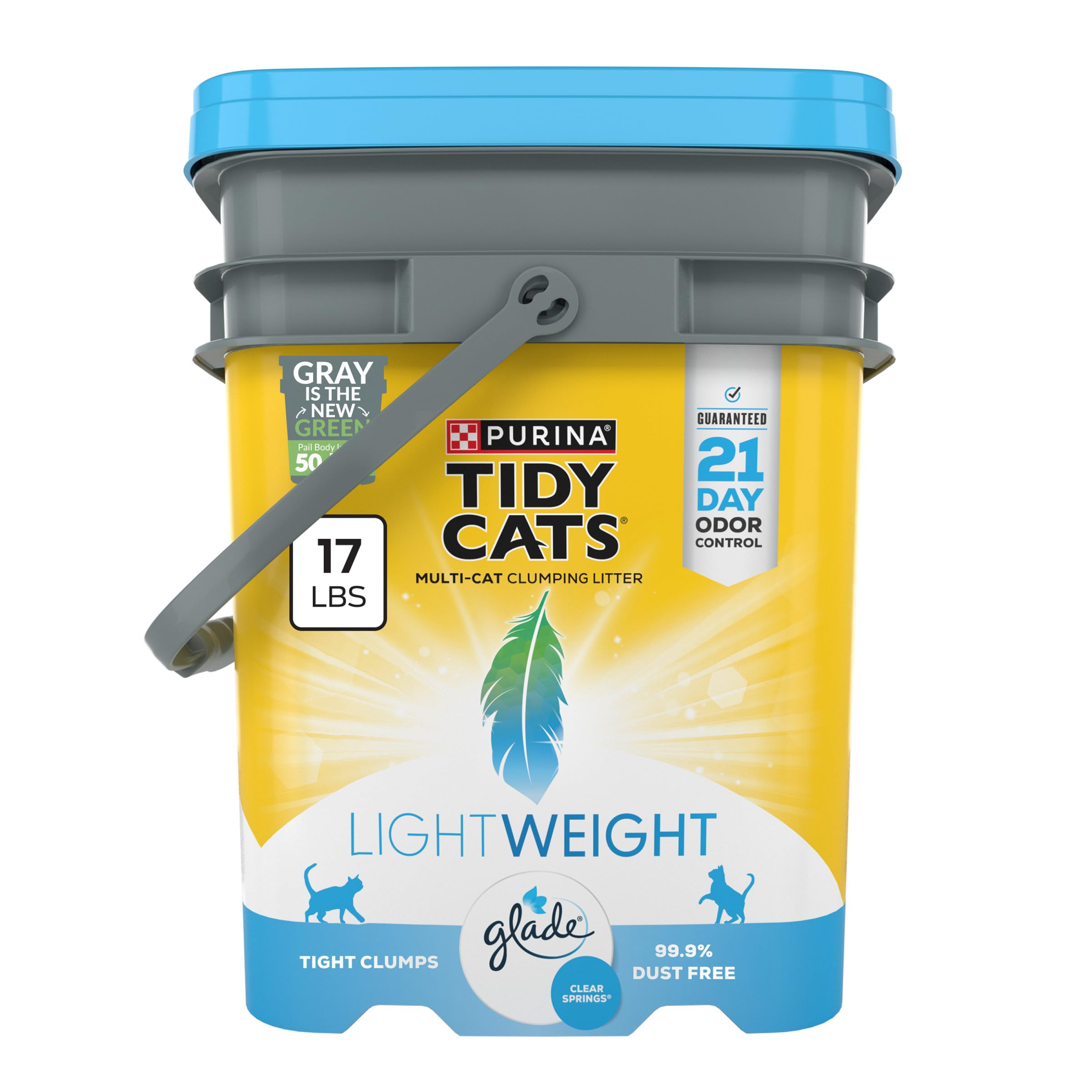 Purina Tidy Cats Low Dust, Multi Cat, Clumping Cat Litter Odor Control Formula, LightWeight Glade Clear Springs - 17 Pound (Pack of 1)