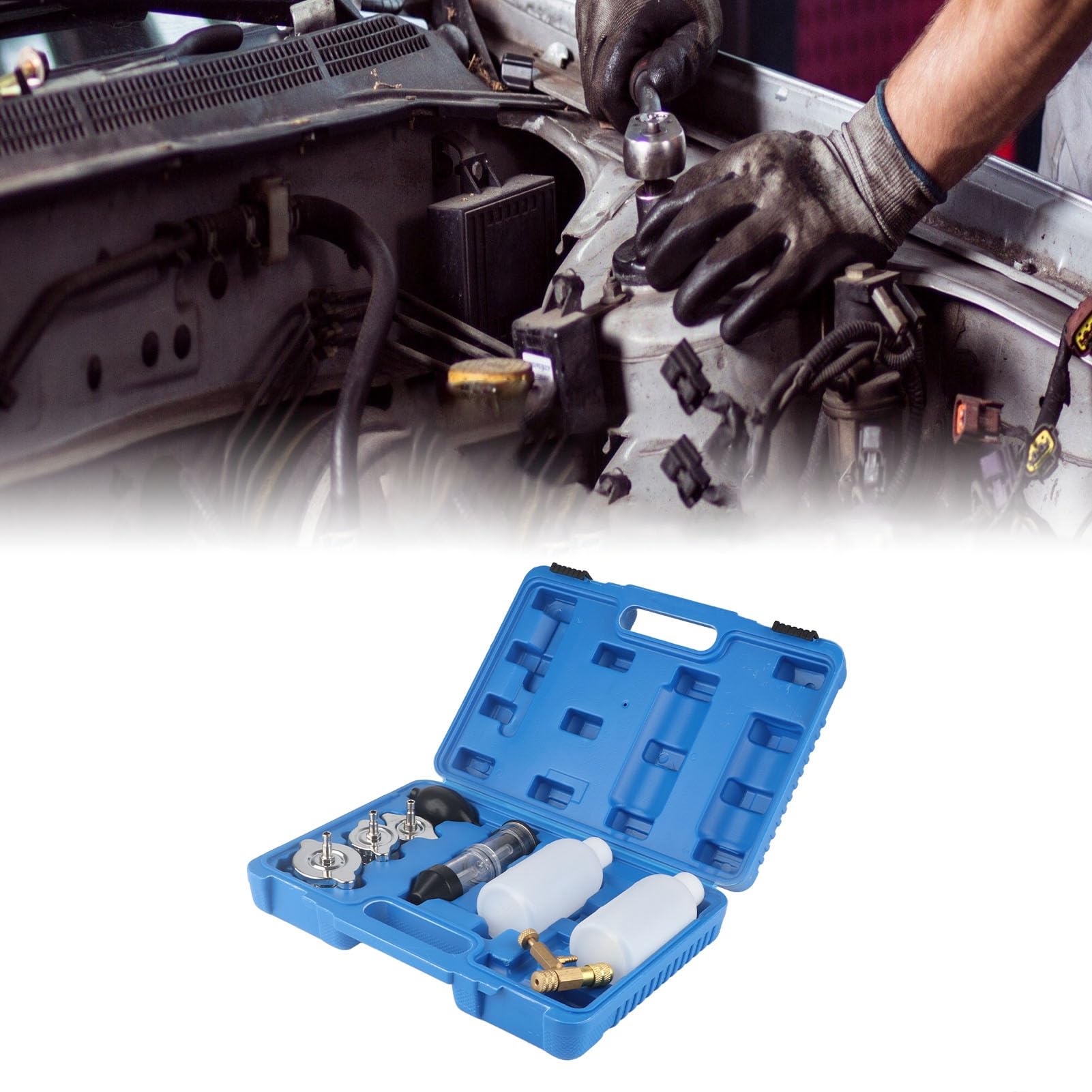 Kit de Prueba de Fugas de Combustión Detector de CO2 para Motores Compatible con Coches Camiones Tractores y Excavadoras Herramienta Profesional para Diagnóstico de Junta de Culata y Culata