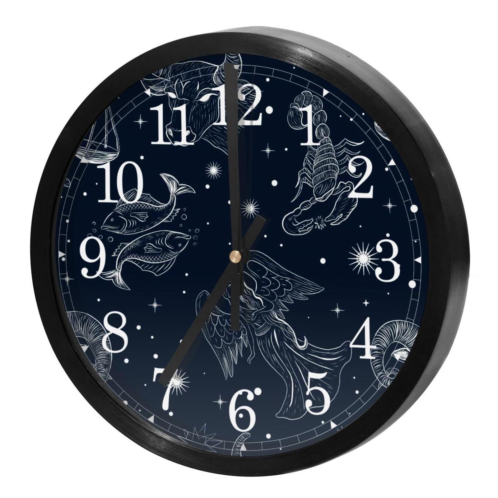 Horloge murale silencieuse à quartz de style zodiaque et finition raffinée