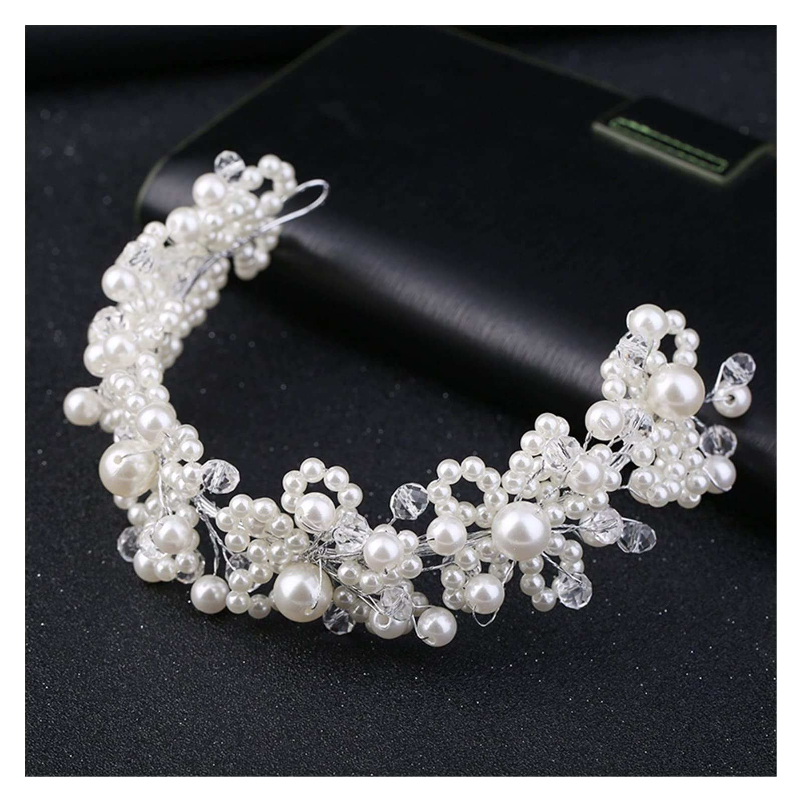 Diadema De Flores con Perlas De Imitación Hecha A Mano, Diadema De Cristal, Corona para Novia, Boda, Diadema para Mujer, Accesorio para El Cabello,