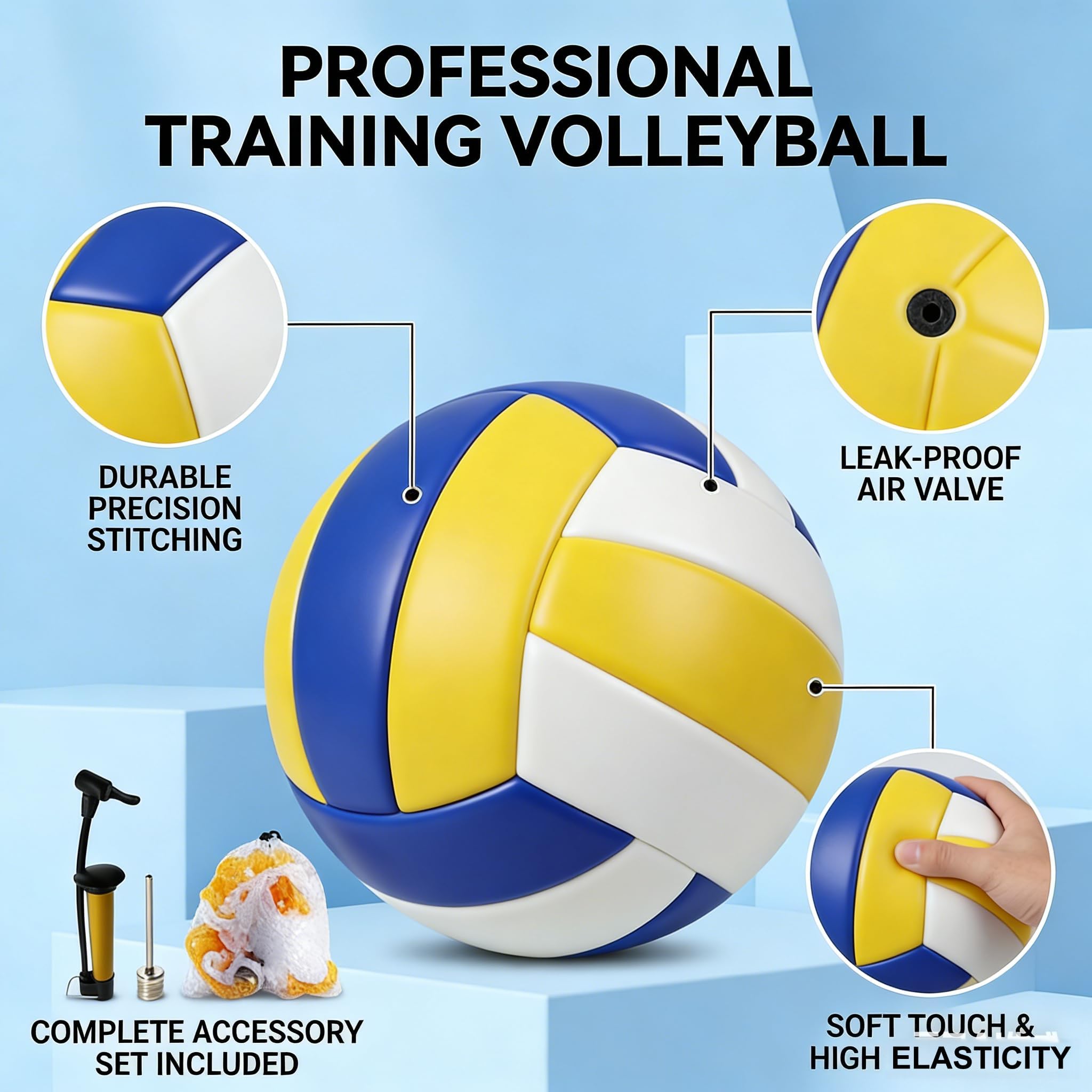 Pelota Voleibol Voleibol, Volleyball, Tacto Suave Voleibol De Playa, Viene con Bomba, Aguja De Aire Y Bolsa De Red.