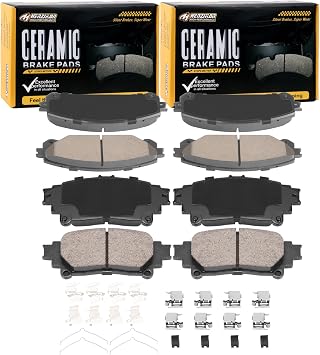 Ceramic Front and Rear Brake Pads Compatible with 2010-2015 Lexus RX350,RX450h;2015-2019 Toyota Highlander;2014 Toyota HighlanderLE;LE Plus;Limited;XLE;2011-2020 Toyota Sienna D1324+D1391