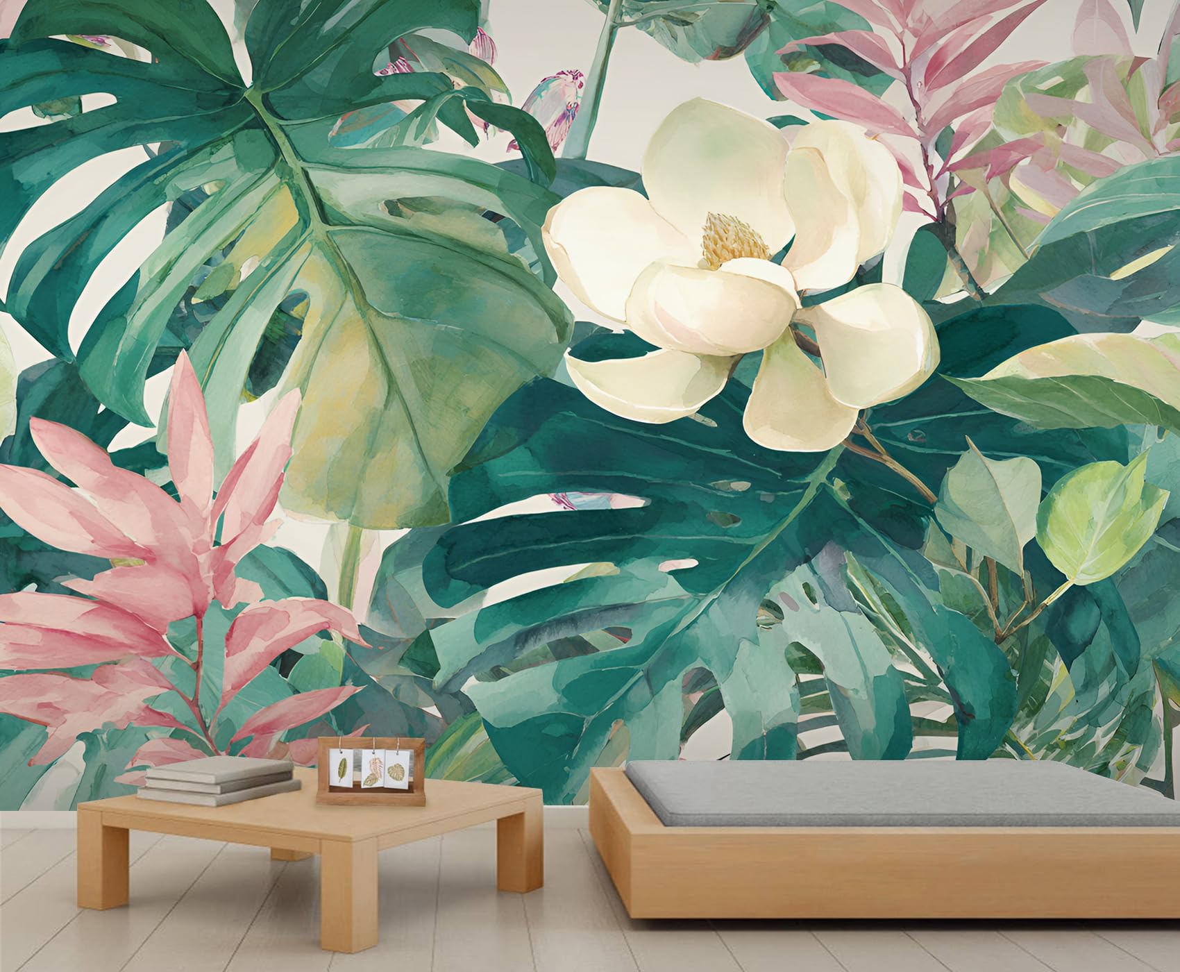 YEMYOR Leaf Mural Wallpaper Tropical Botanical Floral Wallpaper for TV and Sofa Background Green Palm Leaves Wall Mural for Living Room Bedroom-350x250cm โ image 1