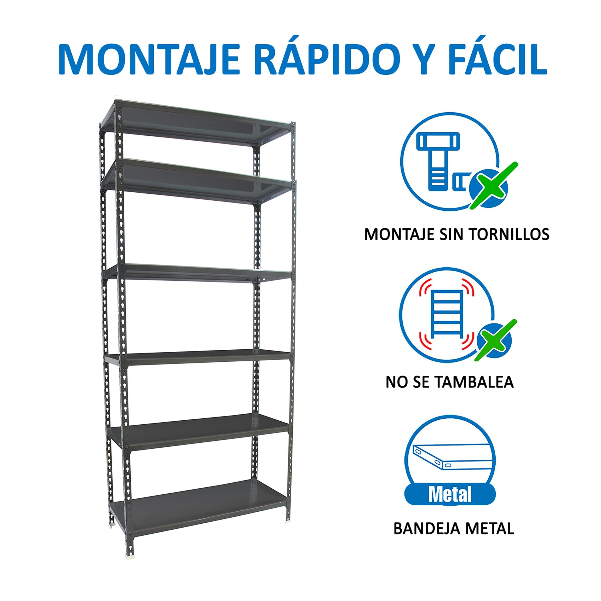Simon Rack Regał metalowy 2500x800x400 mm, 6 półek, nośność 180 kg na półkę, regał magazynowy i garażowy, stabilna konstrukcja, kolor Antrakitowe – Simon Classic