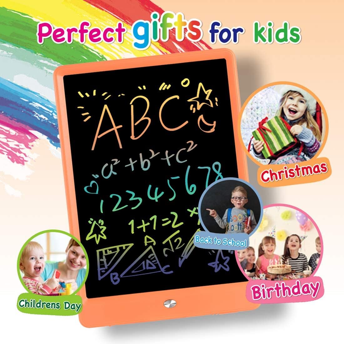ORSEN LCD Writing Tablet 10 Inch, Colorful Doodle Board Drawing Tablet, Erasable Reusable Writing Pad, Educational for 3-6 Year Old Girls Boys(Orange) : Toys & Games