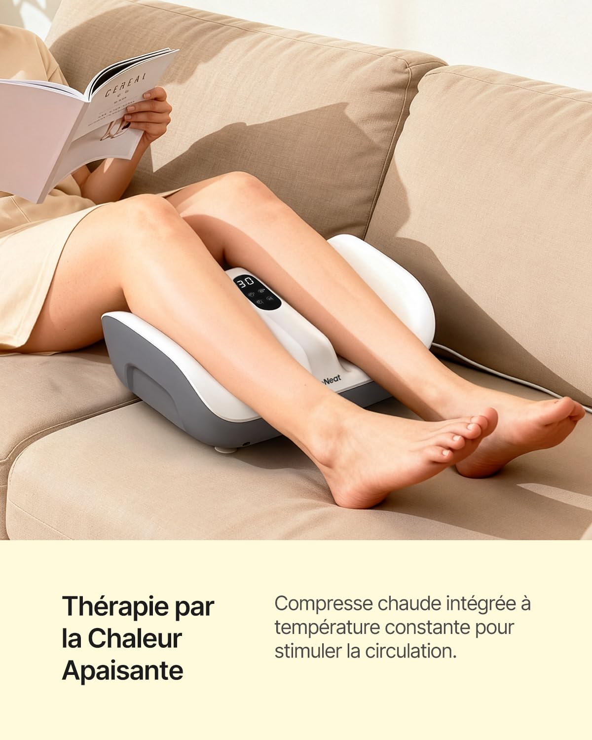 TheNeat Massage Pieds avec Chaleur, Vibration, Shiatsu des Pieds et Mollets, Massage par Pétrissage, Masseur Pied pour la Maison, le Bureau et Comme Cadeau, 2 Vitesses, NeatVibe