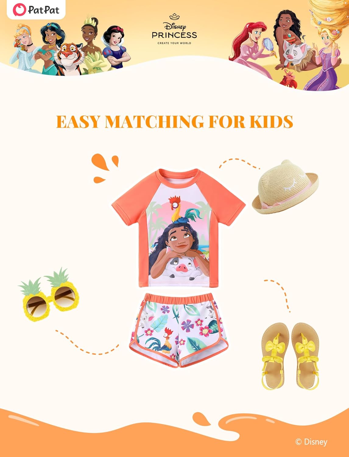 Disney Frozen Elsa Princess Girls Two Piece UPF 50+ Protection Quick-Dry Short Sleeve Swim Sets Rashguard Bathing Suit - Image 4