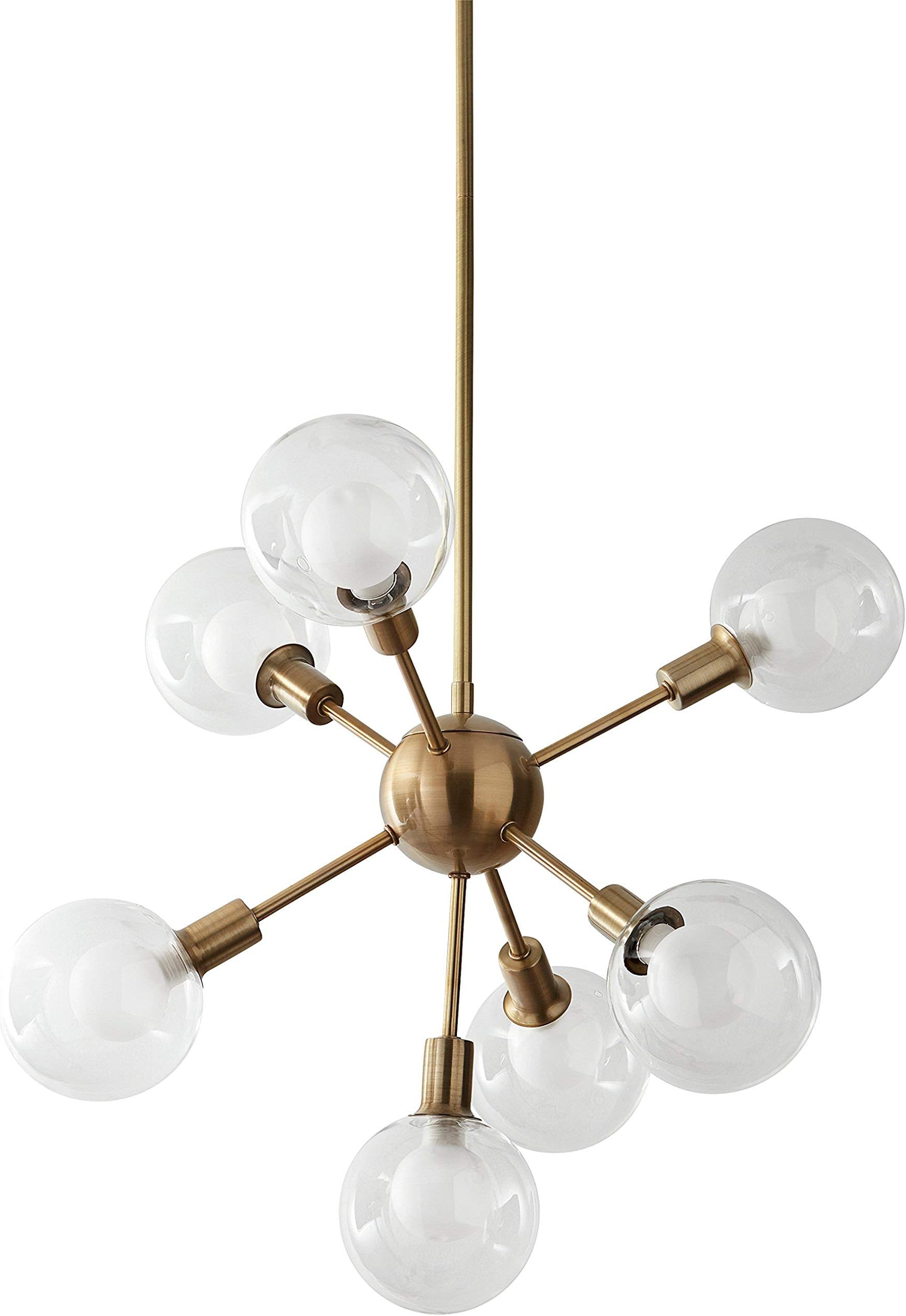 Amazon Brand – Rivet Mid-Century Modern Sputnik Glass Globe Ceiling Pendant Chandelier Fixture With 7 Light Bulbs - 22.5 x 22.5 x 24 Inches, Gold