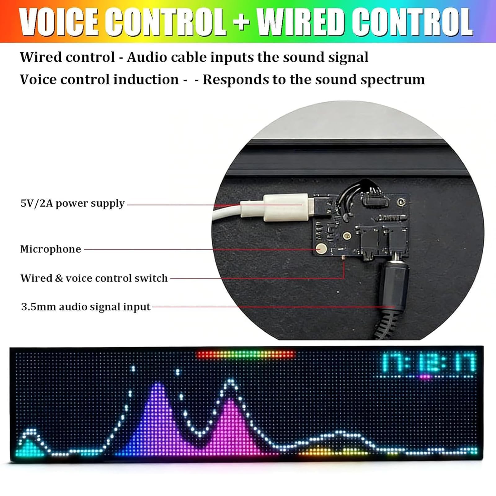 Pantalla De Espectro Musical LED, Analizador De Espectro Dinámico Profesional, Con Cuentas LED RGB De 128x32 Y Control Remoto, 36 Estilos, 4 Rangos De Frecuencia, For Estudios Y Hogar