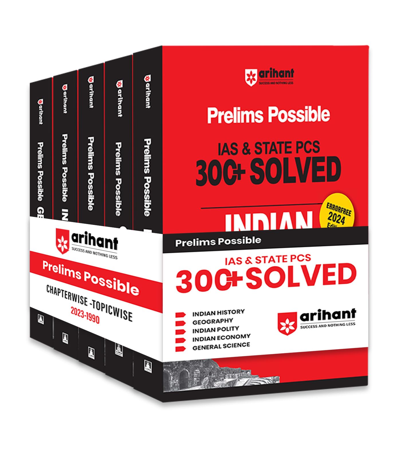 Arihant Prelims Possible IAS and State PCS Examinations 300+ Solved Topicwise (1990-2023) Indian History, Geography India & World, Indian Polity, Indian Economy, General Science |Set of 5 Books