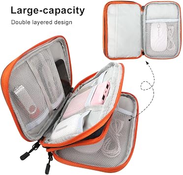 Double Layer Travel Cable Organizer Bag with Hand Strap, Electronic Accessory Storage Bag for Data Cable, USB Charger, Phone, U Disk, Mice and Other Accessories- S