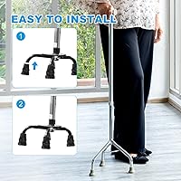 Vista 5 de PATIKIL Puntas de bastón cuádruple de 7/16 pulgadas, 8 piezas de goma antideslizante, accesorios de repuesto para bastón de pie, para mujeres