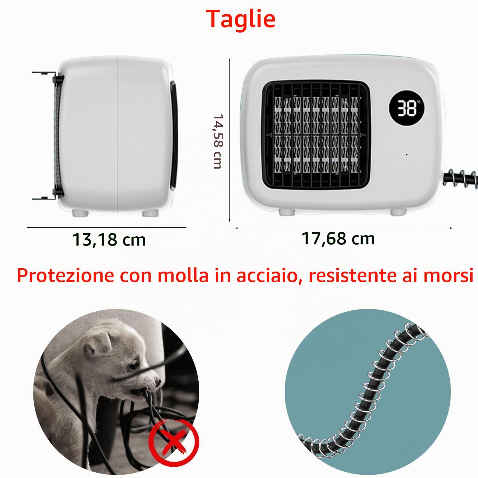 PAKESI Scaldino per Animali Domestici, riscaldatore termostatico per cucce, scaldino per Cani Montato a Parete, a Basso Rumore, con Cavo antimorso