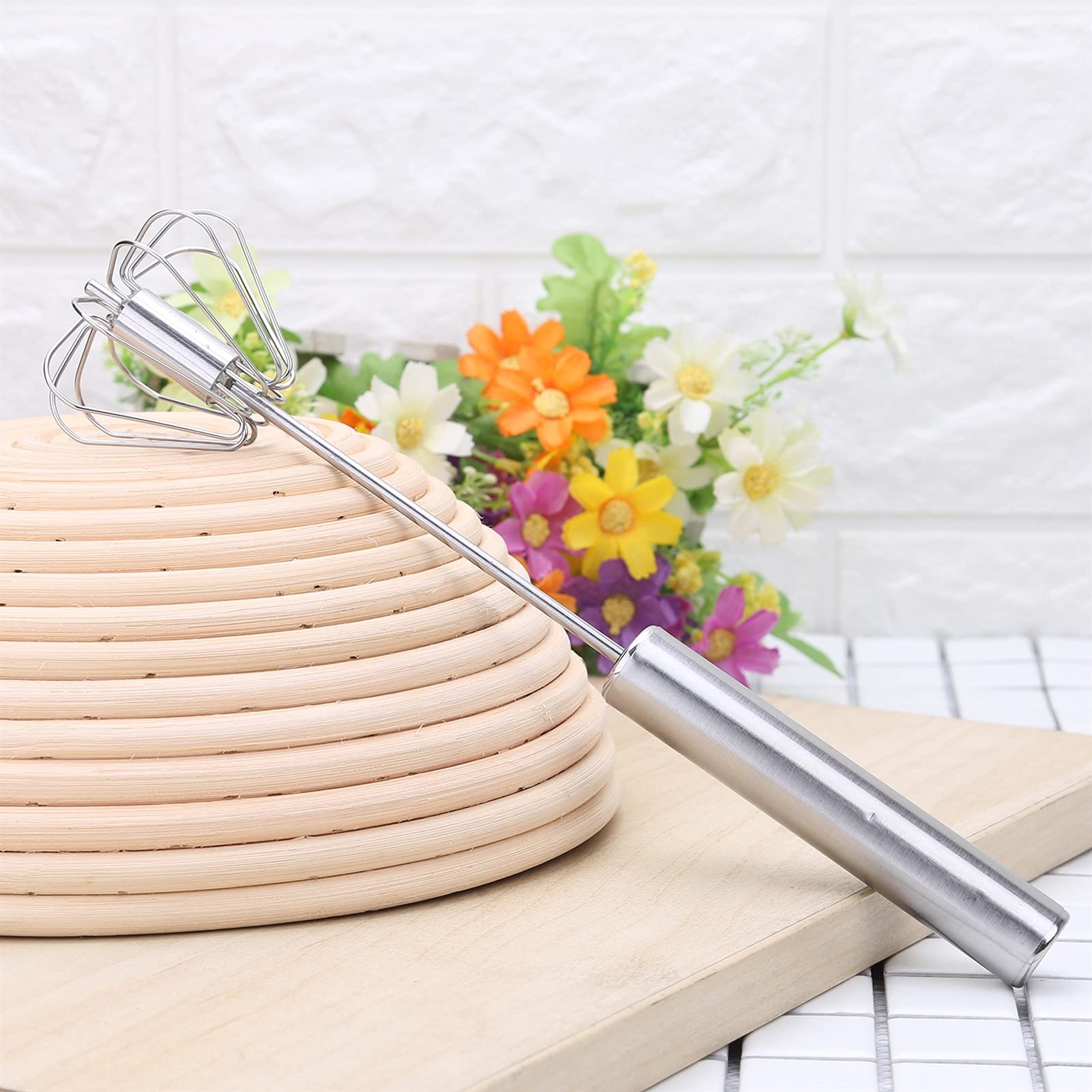 Schneebesen Küchen Schneebesen Edelstahl halbautomatische Rotation Ei Schläger Handdruck Egg Mixer Eier Rührwerkzeug Küchenwerkzeug Antihaft Ei Cracker Edelstahl Schneebesen Schneebesen aus Silikon