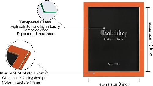 Miniatura 3 de VIOLABBEY 8x10 Picture Frames Set of 4, Colorful Photo Frame of Modern Style, High Definition Tempered Real Glass, Wall mounted or Tabletop Display