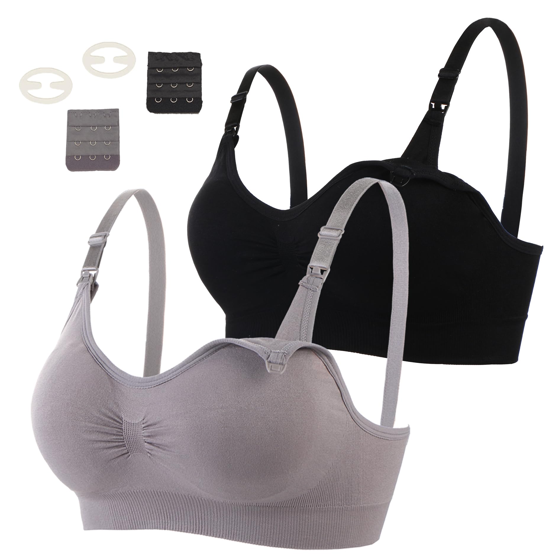 Camivile 2 Pack Nursing Bras for Breastfeeding Maternity Bra Breastfeeding Wirefree Seamless Pregnancy Bralette for Womens