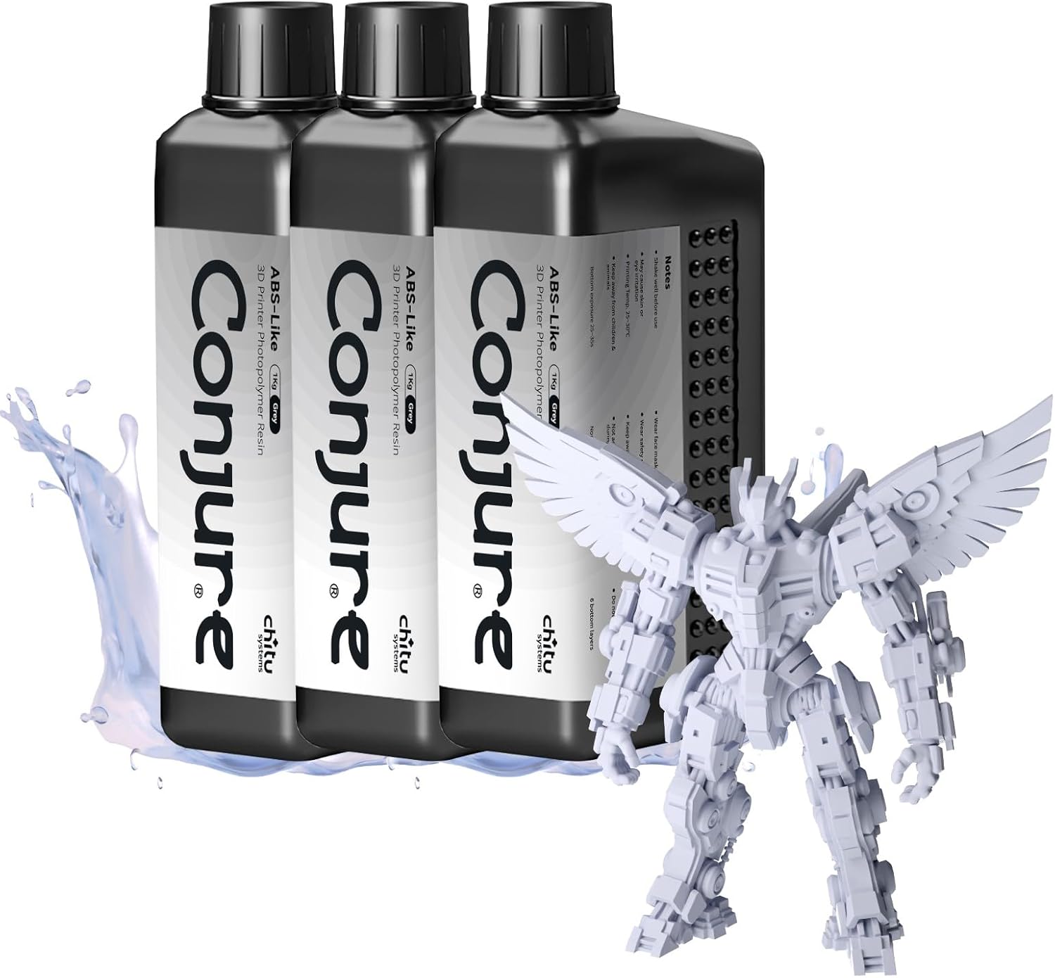Chitu Systems ABS-Like Resin, 3D Printer Conjure Resin Fast Curing High Precision Non-Brittle, Grey 3 * 1000g