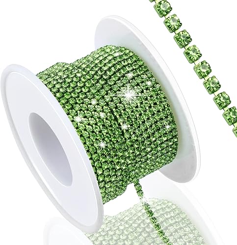 Miniatura 24 de Dowarm Cadena de Cierre de Diamantes de Imitación de Cristal de 10 Yardas 2MM (0.079 pulgadas) para Coser Zapatos Crocs Ropa Tazas, Cadena de Azul