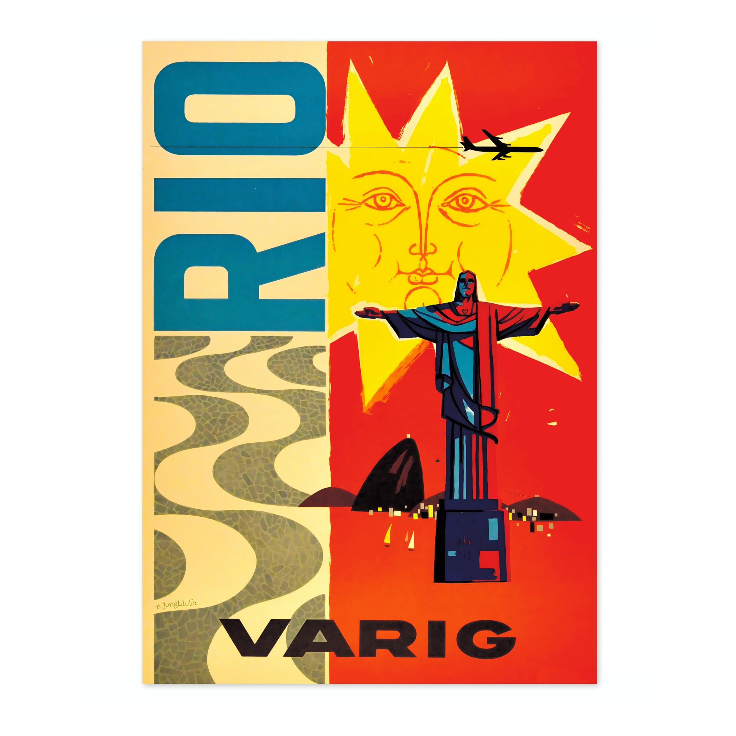 Animato Rio De Janeiro, Brazil Vintage Travel Poster, Retro Tourism Print, Popular Attractions Around The World, Postcard Home Decor, Archival Matte, A5 (Print Only) - 21x14.8cm