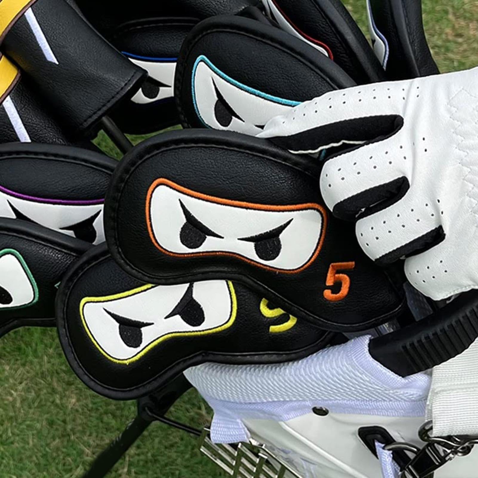 Juego de 10 gorros de golf de piel sintética bordada con cierre magnético, para la mayoría de los palos de golf