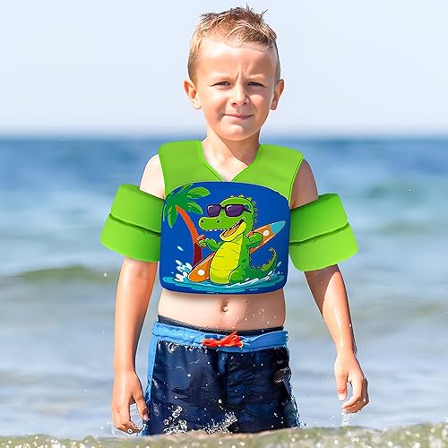 Miniatura 6 de REALIKE Chaleco de natación para niños pequeños, flotadores, ayudas de natación con arnés de hombro, alas de brazo para niñosbebésbebé, playa,