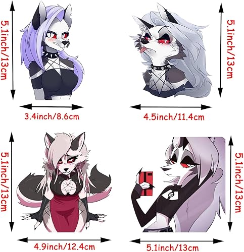 Miniatura 2 de 5.1" 4 calcomanías geniales Loona Anime Peludo Calcomanías para Windows Laptop Parachoques Equipaje Vinilo Accesorios de coche