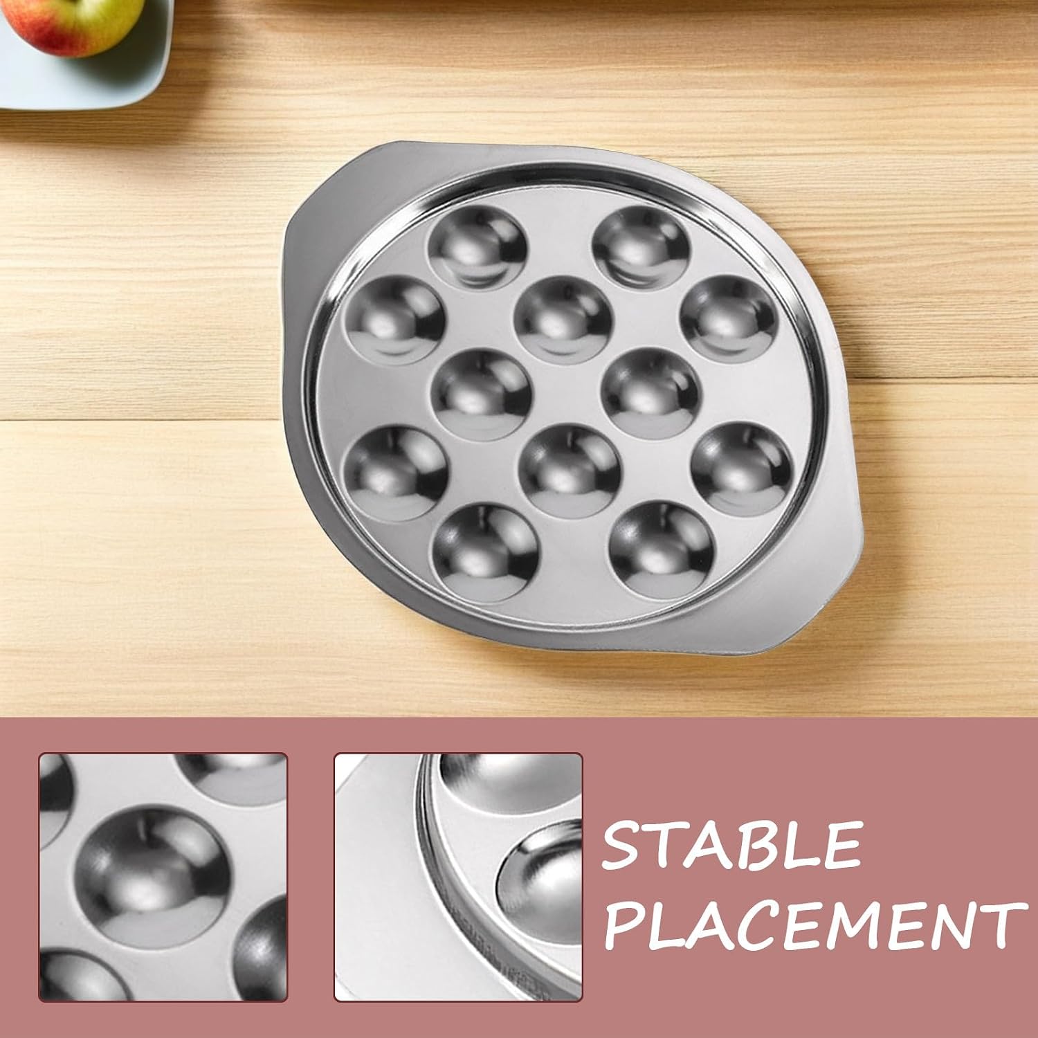 Hemoton Stainless Steel Snail Plate 12-Groove Escargot Dish for Cooking and Serving Smooth Dinnerware Tray for Shellfish Dishwasher Safe 8.74 X 7.28 X 0.39 in