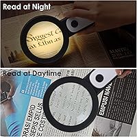 Vista 5 de MoKo Magnifying Glass with Light, 30X Handheld Large Magnifying Glass 18LED 3 Modes Illuminated Lighted Magnifier for Elderly Kids Reading