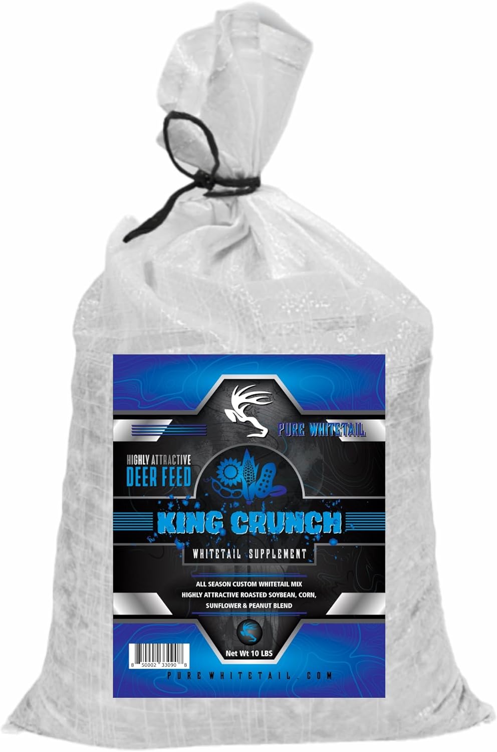 King Crunch Healthy Deer Feed – Loved by Deer, Turkey, Squirrels, 10 lb Bag | Whole Peanuts, Roasted Soy Nuts, Black Sunflower Seeds, & Corn | Real Deer Food Not Protein Pellets