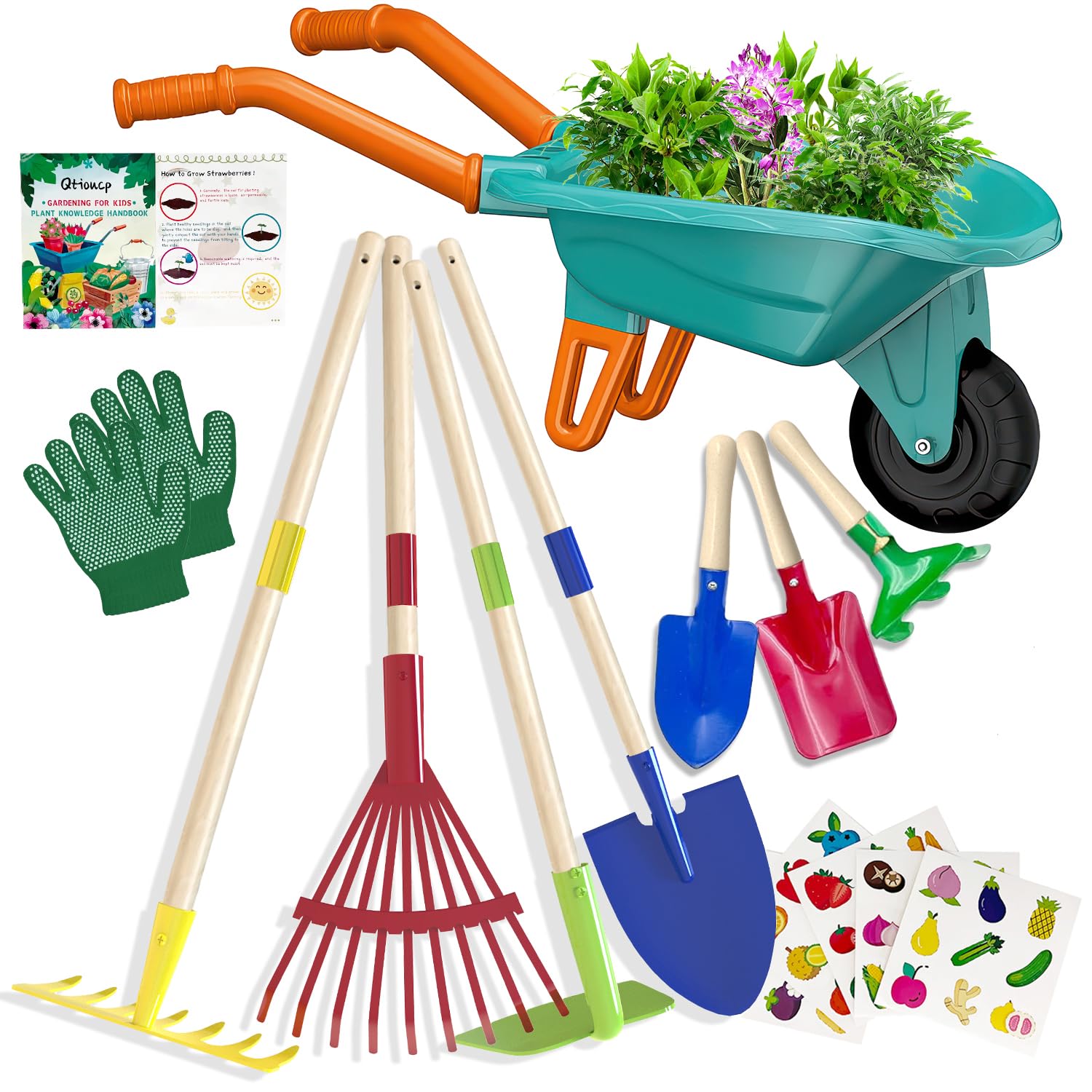 Qtioucp Kids Gardening Tools Outdoor Toys Set Backyard Play with Wheelbarrow Educational STEM Learning Pretend Toys Outdoor Indoor for Toddlers Kids Boys GirlsQtioucp Kids Gardening Tools Outdoor Toys Set…