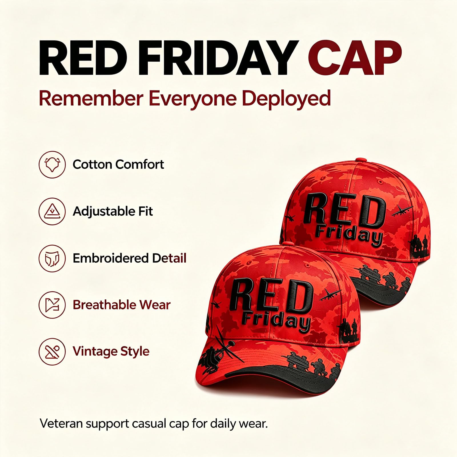 RED Friday Ricorda a tutti il berretto da baseball schierato per uomo