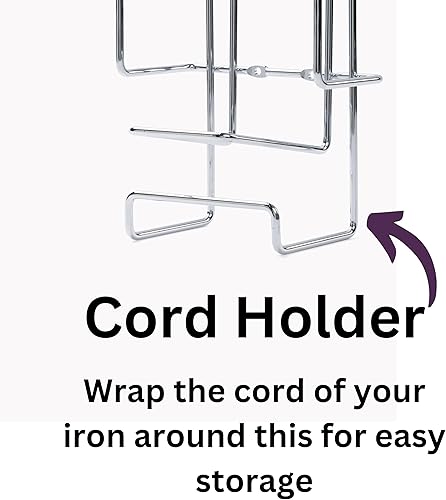 Miniatura 7 de JERDON Soporte para tabla de planchar y organizador de hierro - Soporte de hierro de acero inoxidable con gancho - J525C