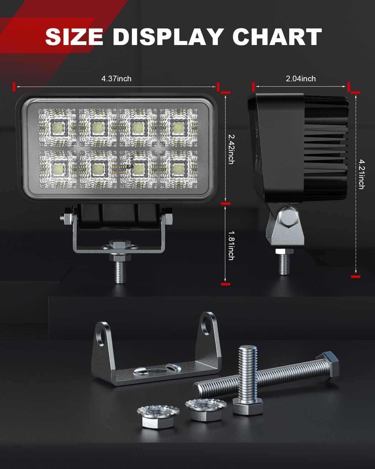 LED Tractor Work Lights 4.4 Inch, 12/24V 50W 9000LMS Led Lights Led Flood Light Pods for Truck, IP67 Waterproof Led Work Lights for Truck Tractor Boat UTV ATV Lighting 2PCS