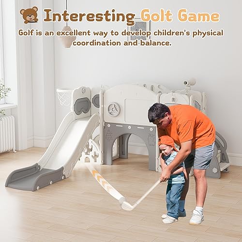 Miniatura 8 de Juego de tobogán 11 en 1 para niños pequeños, patio de juegos interior para niños de 1 a 3 años y niños pequeños, juego al aire libre con juego de