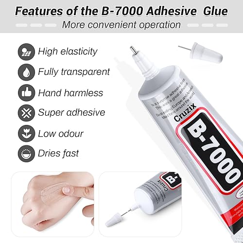 Miniatura 3 de B7000 Jewelry Bead Glue for Jewelry Making, Crystal Clear Glue 3.7 fl oz B7000+Plus Multipurpose Super Adhesive Glue for Rhinestone Crafts Fabric