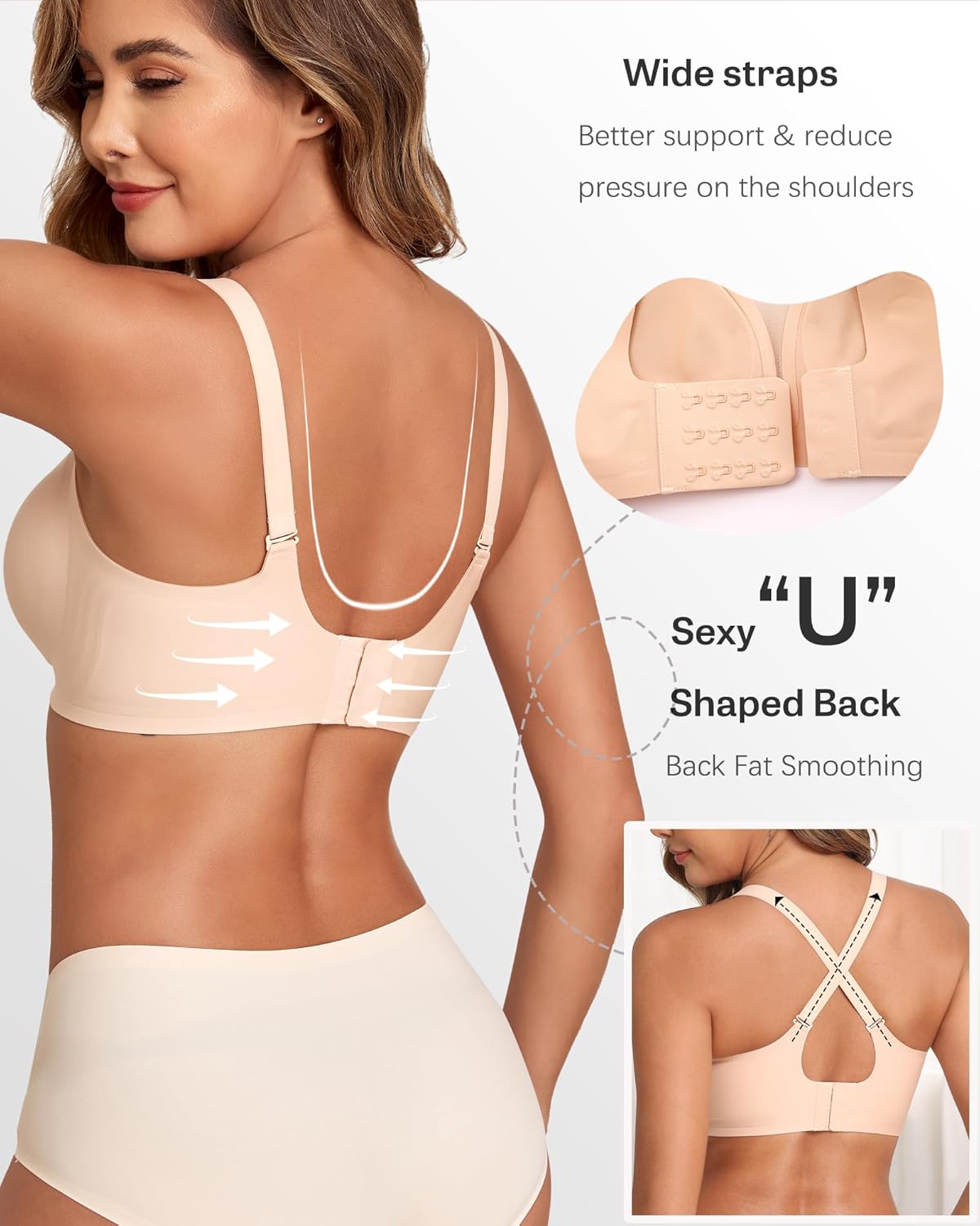 COOL CUTE Wireless Jelly Bras for Women Supportive Bras for Women Sexy V Mesh Comfy Bralette Seamless Tshirt Everyday Bra - Image 3