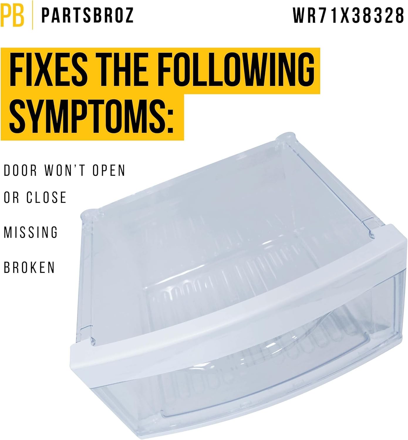 PartsBroz WR71X38328 Middle Crisper Pan - Compatible With General Electric Hotpoint Refrigerator - Replaces AP7175678 WR32X22927 WR32X10343 WR32X10574 WR32X10370 PS16619591 Ultra Durable Replacement