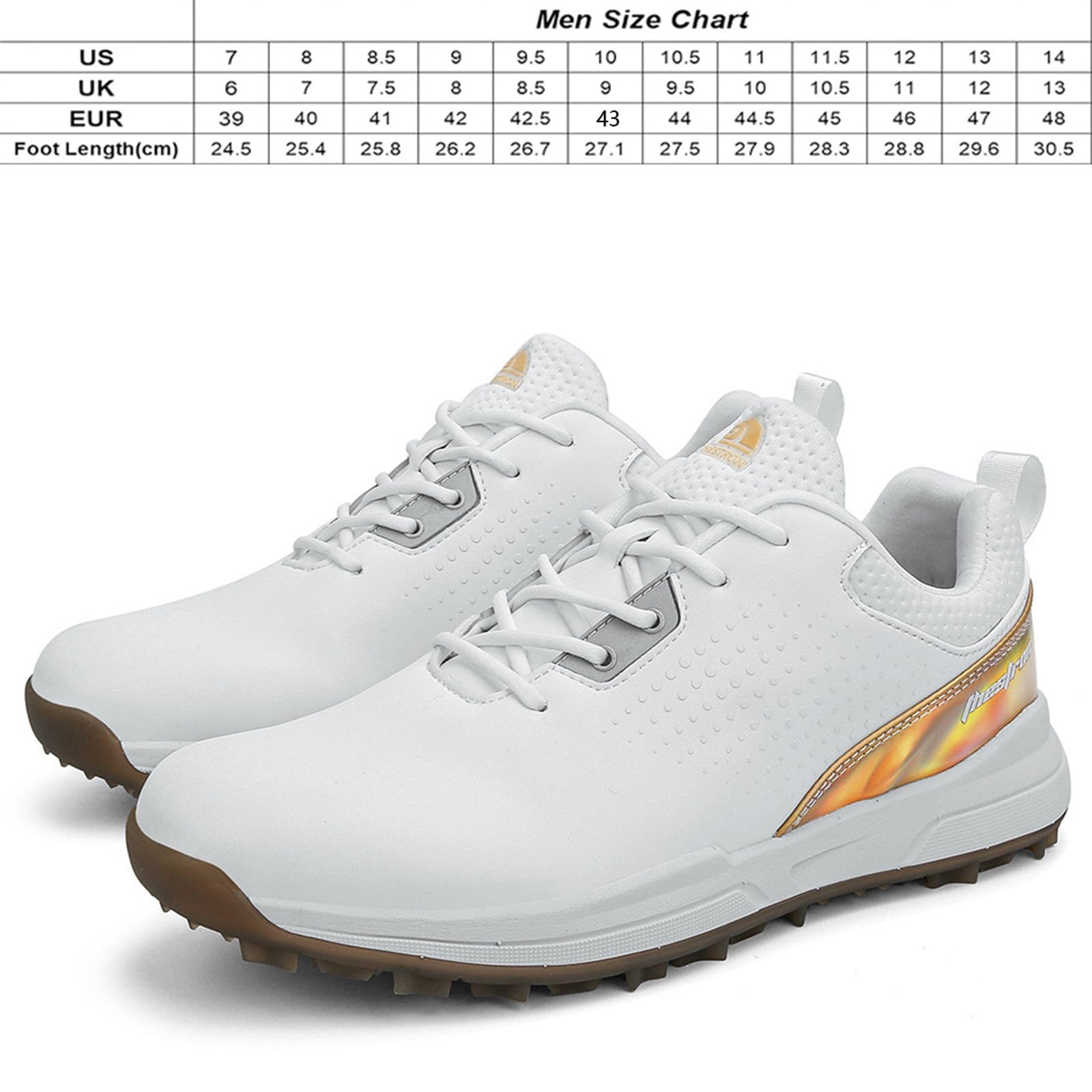 Zapato de Golf Impermeable sin Clavos Hombre Transpirables Ajuste Relajado Zapatos de Golf Cuero Profesionales