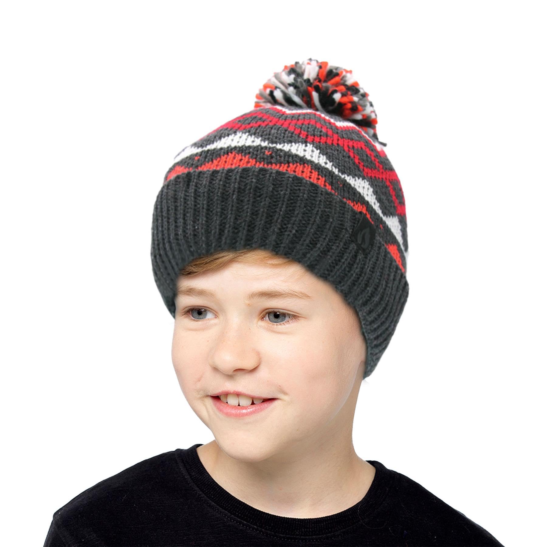 A2Z 4 Kids Niños Sombrero Paquete de 2 Nórdico Pompon Tejido Pom Pom Beanie Estilista Duradero Suave Sensación Invierno Caliente