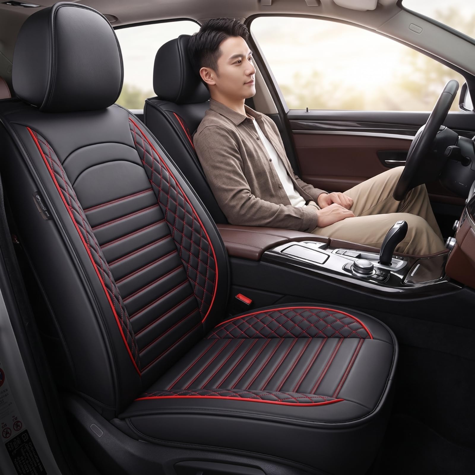 Amagogo Funda Asiento Individual Impermeable | Cobertura Completa, Funda para Asiento Coche, Acolchada, Accesorio, Beige, Asiento Individual Lujo