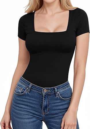 ALGALAROUND Damen T-Shirt Basic U-Ausschnitt - Slim Fit Oberteil Aus Milchseide