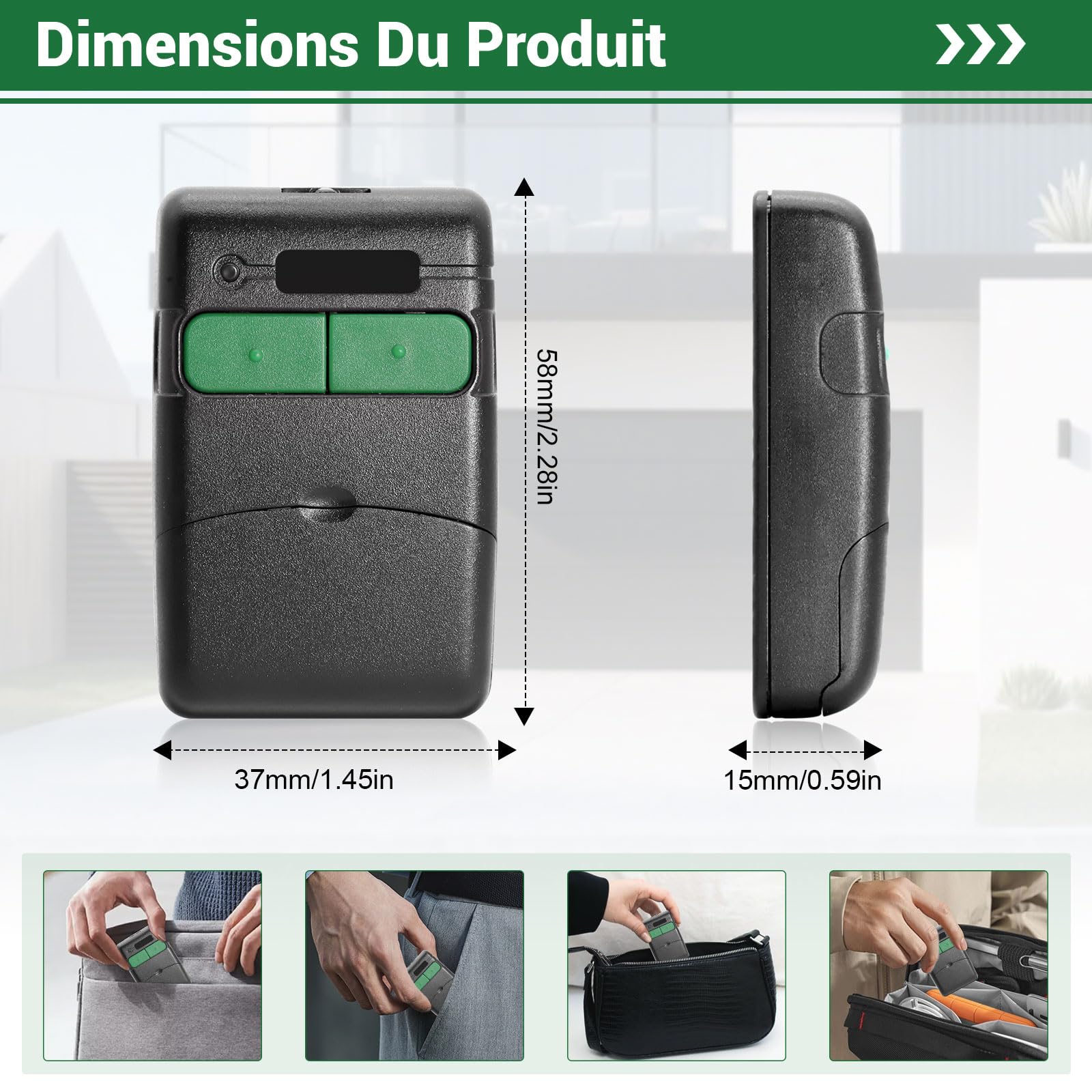 Reemplazo para Mando Garaje CLEMSA 433.92 MHz, 2 Unidades Mando Puerta Garaje Universal, Mandos Puertas Automáticas, Reemplazo Compatible MV-1, MV-12, MV-123, Control Seguro y Preciso