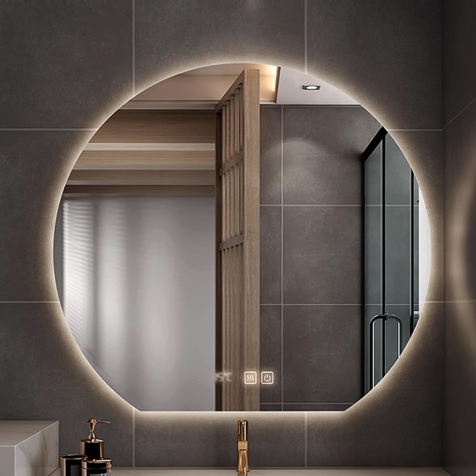 Miroir maquillage LED irrégulier pour une salle de bain moderne