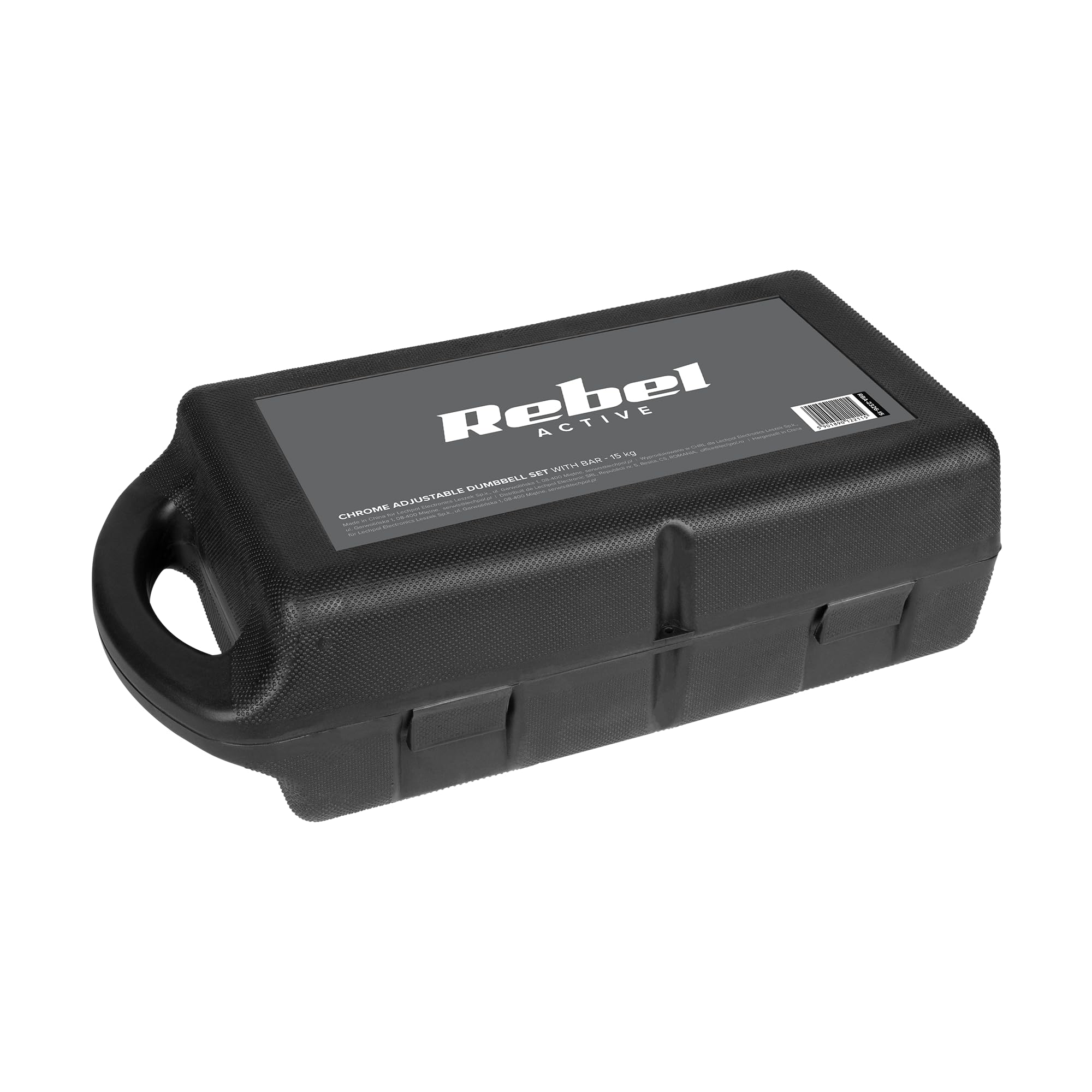 Rebel Electro Hanteln Gusseisen verchromt im Koffer mit Griffgriff Set 15kg Verstellbar RBA-2326-15