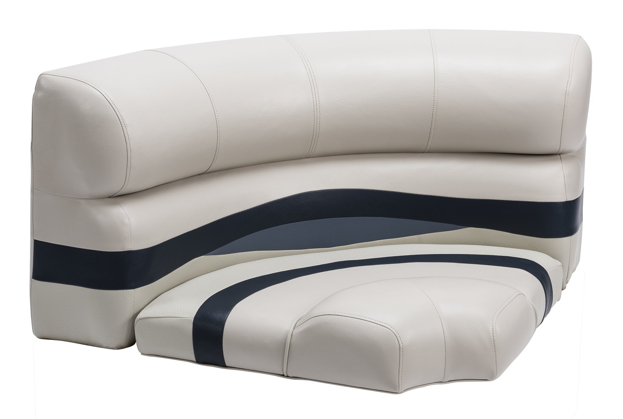 Wise BM11002-986 Premier Series Pontoon 32" Bow Radius Corner Seat Cushion Set, Platinum/Spectra Navy/Cobalt