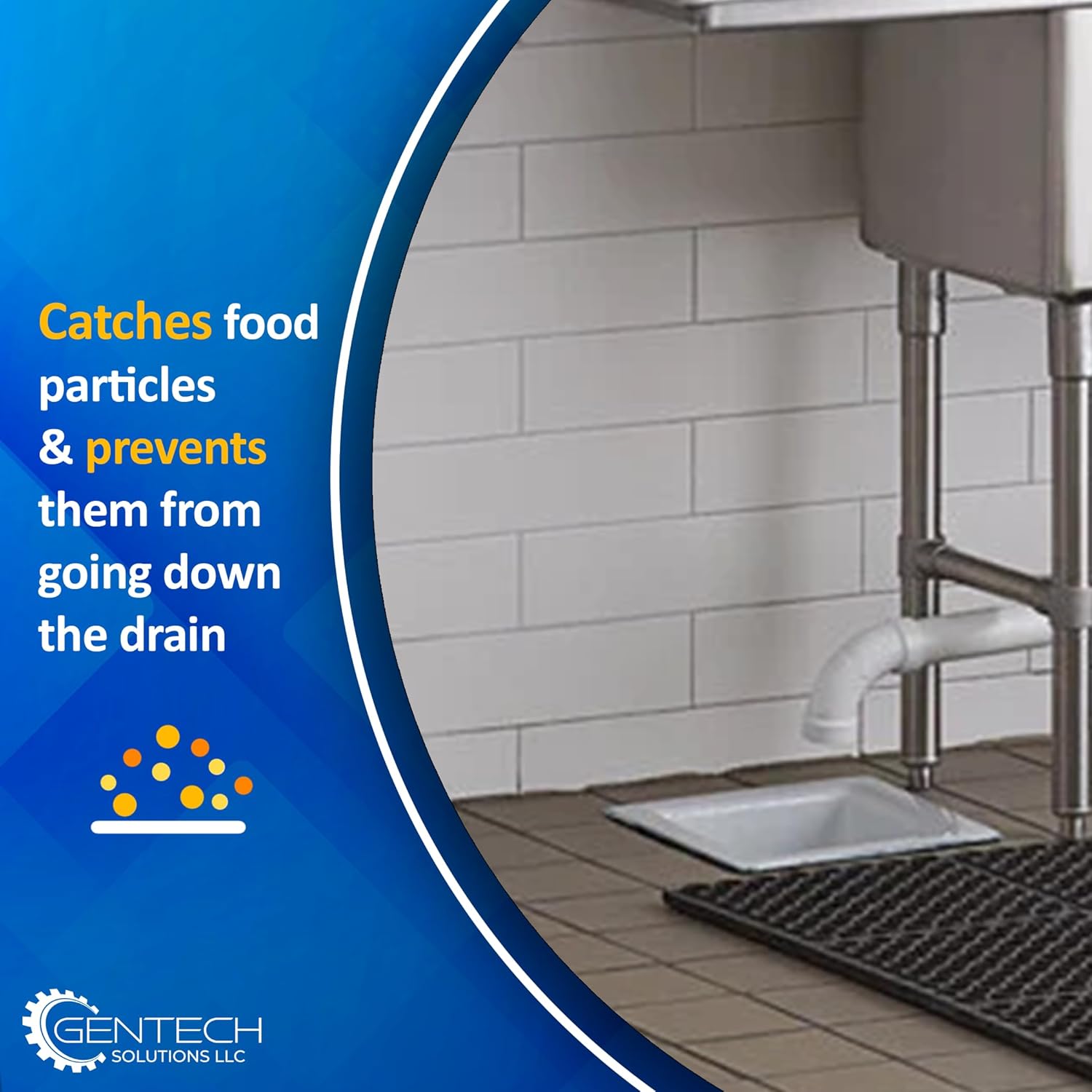 8.5in x 8.5in x 3in, Square Perforated Stainless Steel Floor Drain Strainer, Ideal for Restaurants, Commercial Kitchens, Manufacturing Plants