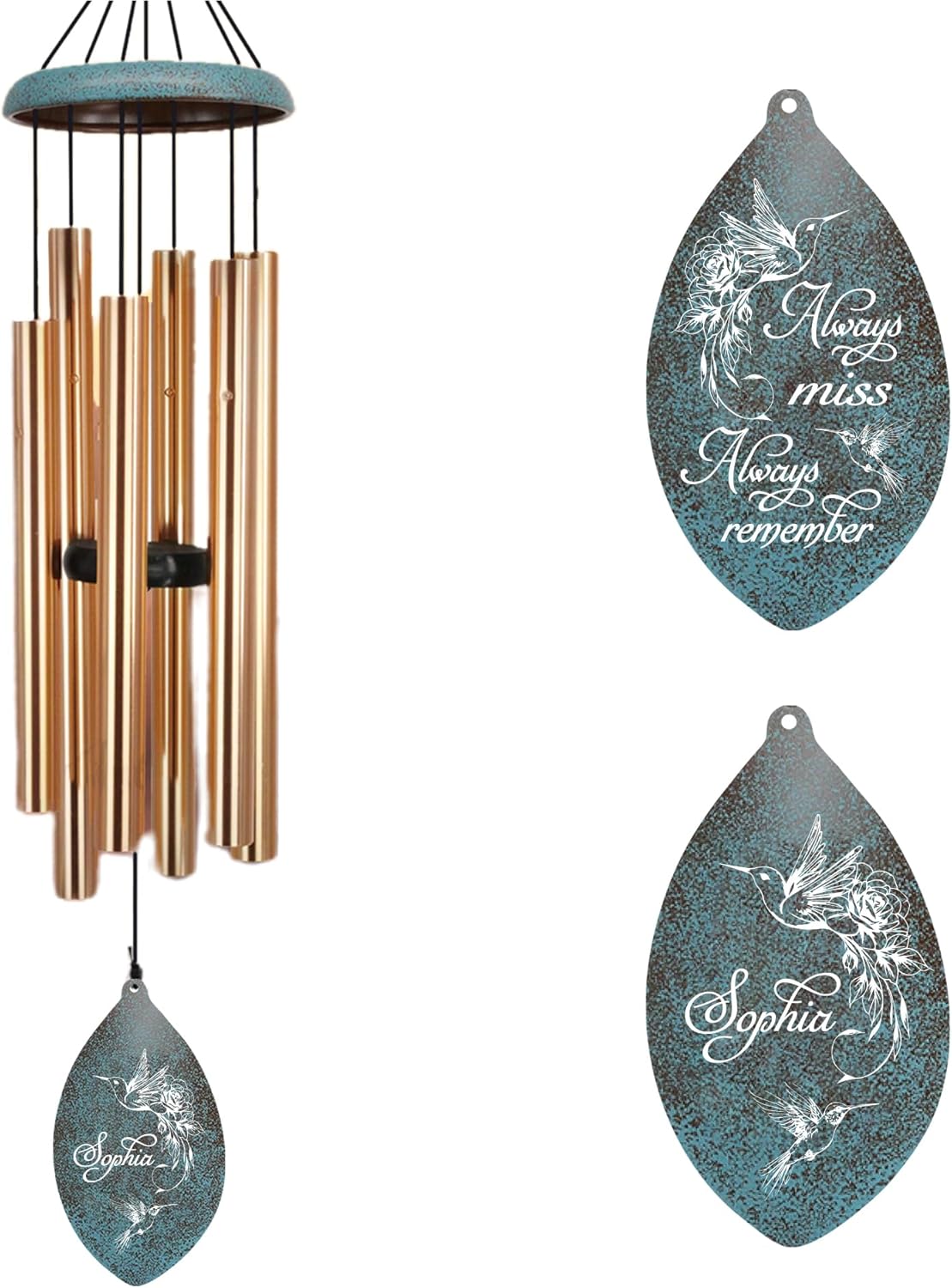 ASTARIN Personalized Name 35" Memorial Wind Chimes for Outside, Metal Sympathy Gifts for Loss of Mother Father Loved One, Bereavement Wind Chime in Memory Gift, Decor Outdoor Garden Patio